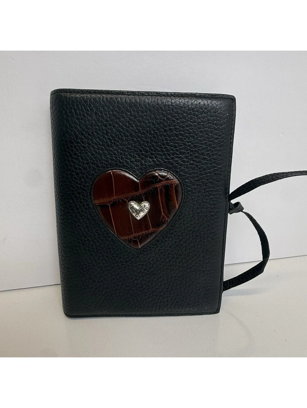 Brighton Leather Bi-Fold Wallet Checkbook Note Pad Large Organizer Planner Heart